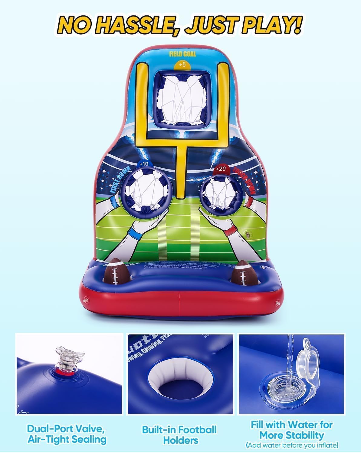 Inflatable Football Toss Pool Games Set, Fun Pool Float Toys for Kids Teens