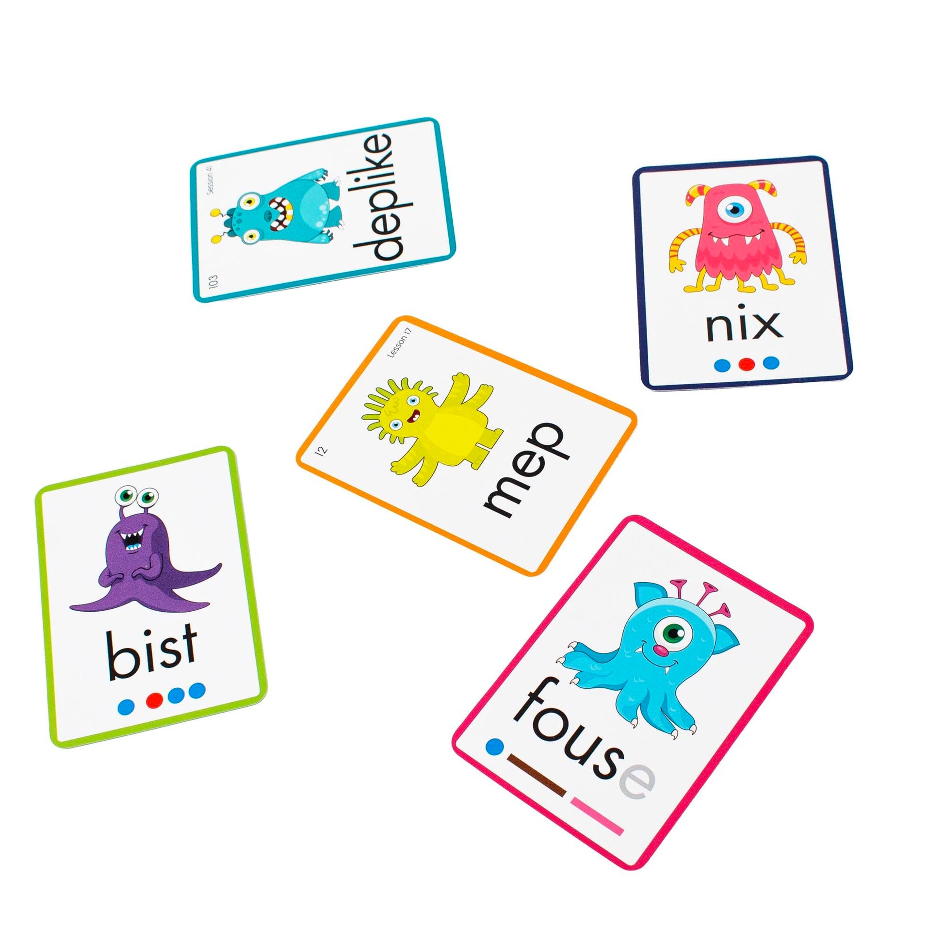 Junior Learning: Rainbow Phonics - Alien Words - 148 Word Cards, Flash Cards with Made Up Words to Help Learn Phonics, Level Based Cards, Kids Ages 4+