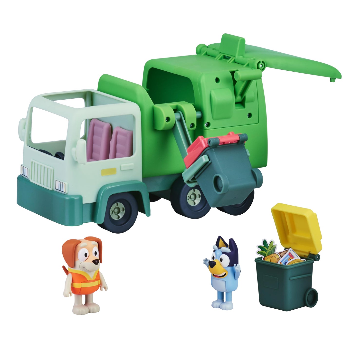 Bluey Garbage Truck - 2.5" Bluey and Bin Man poseable Figures with Playset, Multicolor