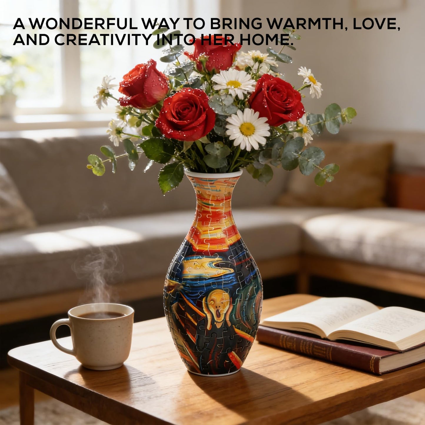 MERRTO 3D Puzzle Vase - 160-Piece Interlocking Plastic DIY Flower Vase, Home Decor/Stress Reliever/Floral Arrangement Art, Unique Creative Gift