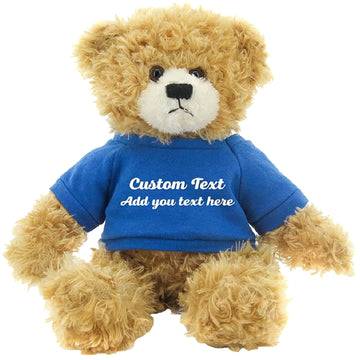 Made By Aliens Customized Beige Brandon Bear - 12 inch Personalized Stuffed Bear Plush Toy - Perfect Custom Shirt Bear Gift for Graduation Valentines
