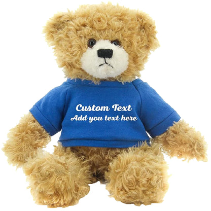 Made By Aliens Customized Beige Brandon Bear - 12 inch Personalized Stuffed Bear Plush Toy - Perfect Custom Shirt Bear Gift for Graduation Valentines