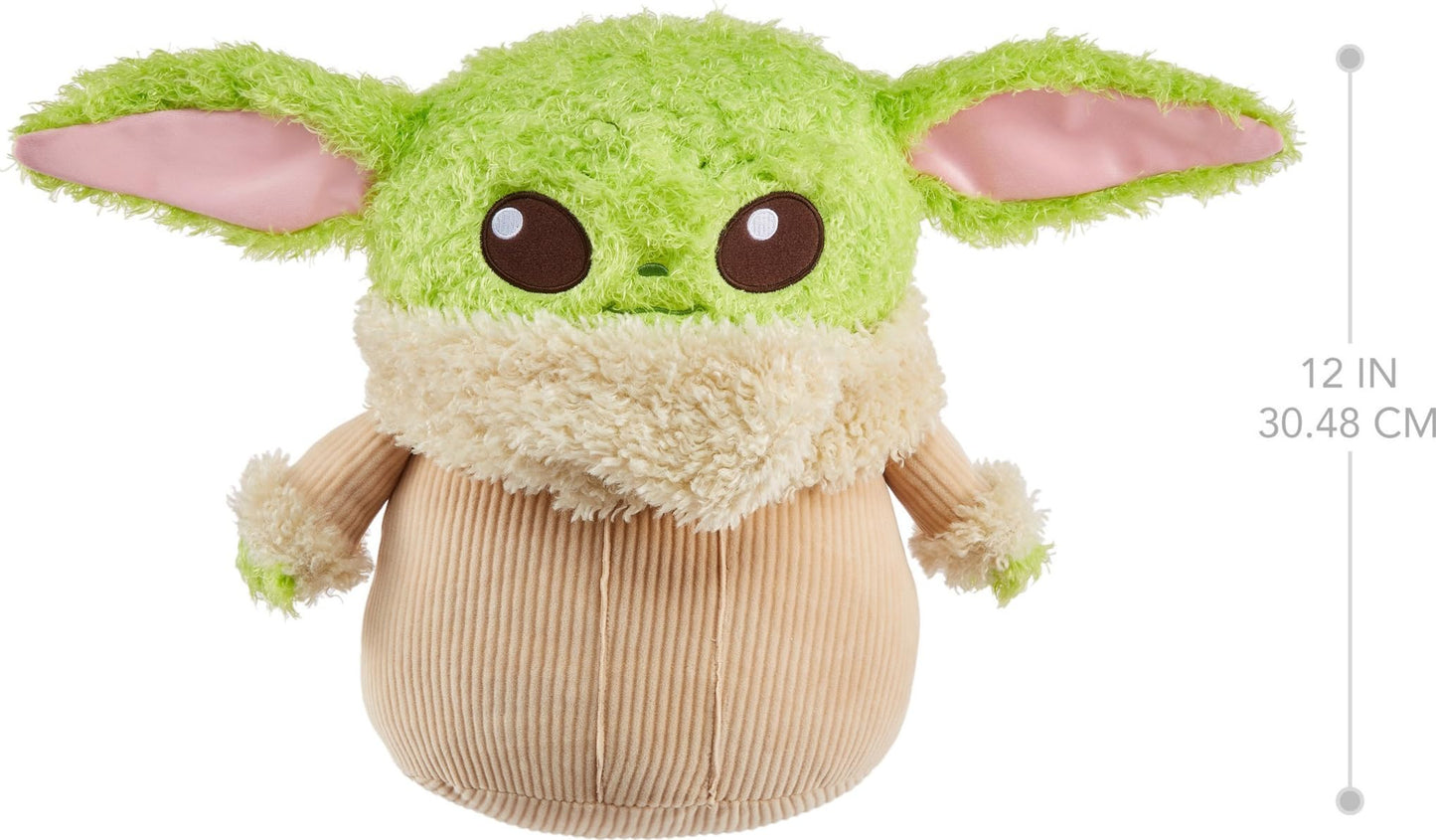 Mattel Star Wars Grogu Plush 12-inch Toy Figure, Soft 'n Fuzzy Character Doll with Sounds, Press Hands to Activate