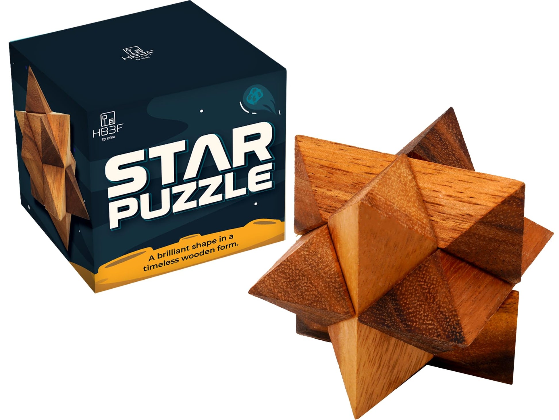 BSIRI Adults Games Gifts Wooden Star Cube Puzzle Game Brain Teasers of the Logic Game Adults Seniors and Teen to Challenge Puzzles for Fun