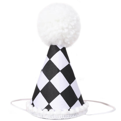AOQURE Race Car First Birthday Hat - Race Car 1st Decorations,Black And White Checkered Racing Hat,Two Fast Car Birthday Decorations,Fast One Birthday