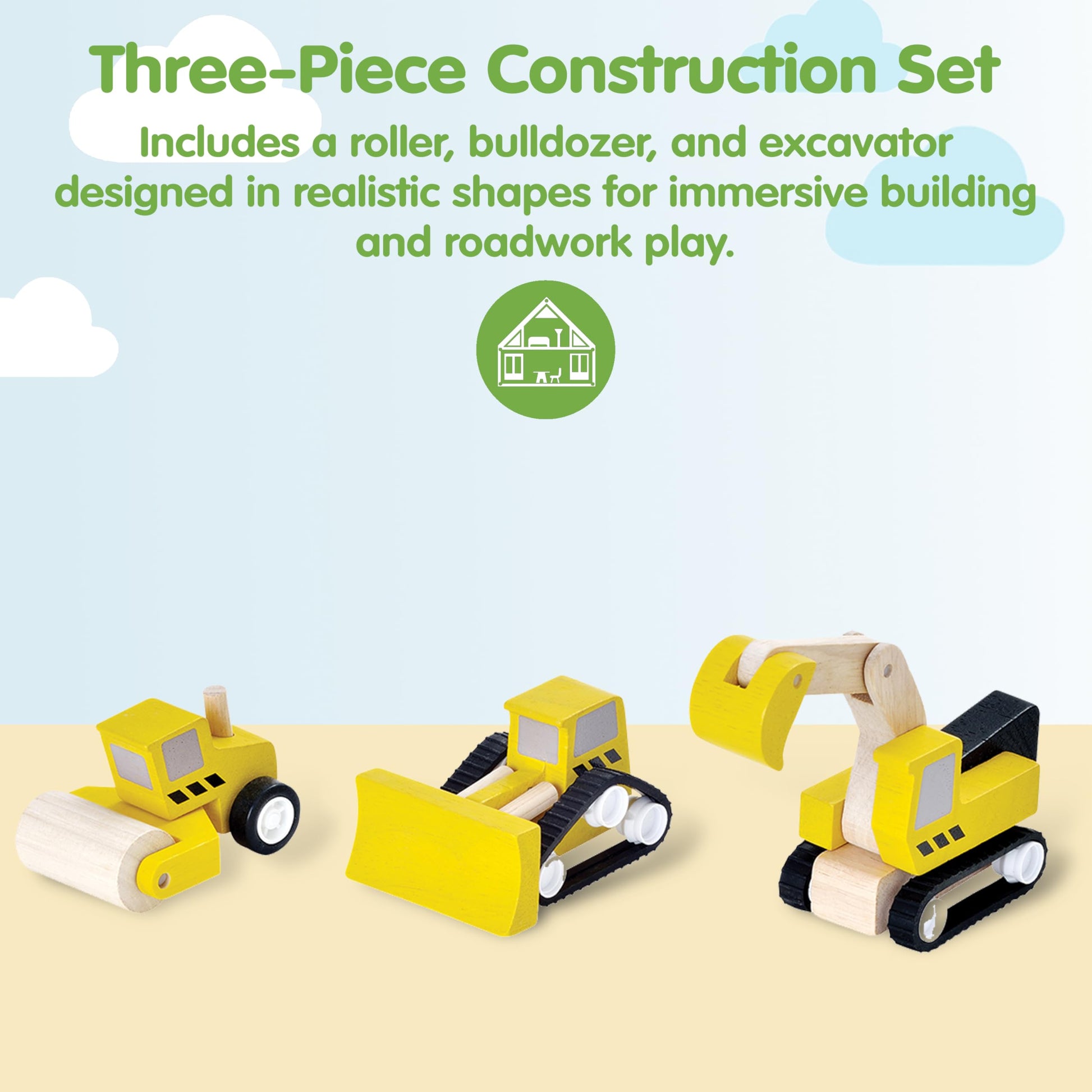 PlanToys® Road Construction Set Wooden Montessori Imaginative and Fine Motor Play Toy | Coordination, Creativity and Social Skill Building Activity |