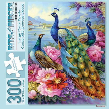 Bits and Pieces - Large 300 Piece Jigsaw Puzzle for Adults - ‘Peacocks’ by Artist Oleg Gavrilov, Completed Puzzle Size: 18" x 24"