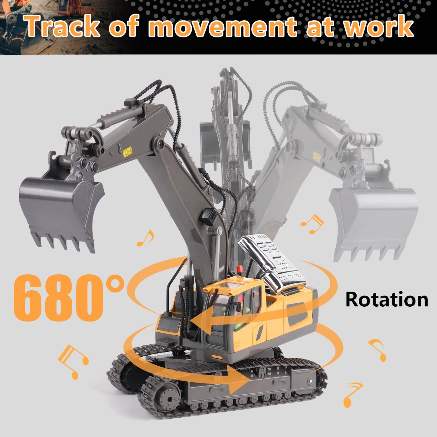 PREPOP Remote Control Excavator Toy for 6-12 yr Boys, Best Birthday Gifts for Kids 4-7 8 9 10 11 Year Old, RC Construction Toys with Metal Shovel