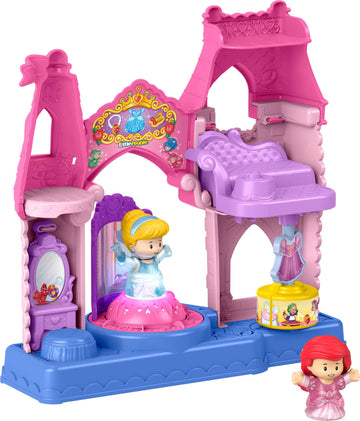 Fisher-Price Little People Toddler Toy Disney Princess Shimmer & Glow Dress Shop Playset & 2 Figures for Pretend Play Kids Ages 18+ Months