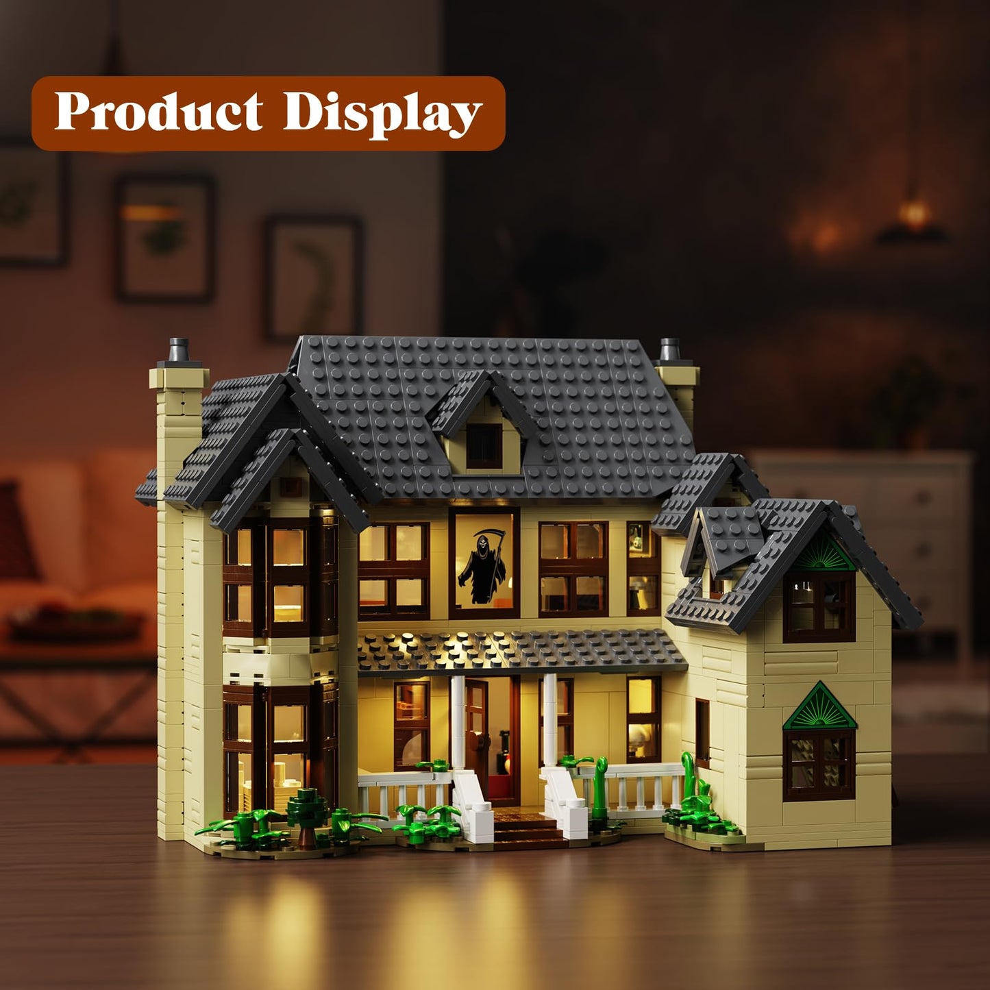 Horror House Building Block Set, Scary Movie Haunted House Model Compatible with Lego Horror House Building Toy, Halloween Decoration Gift for Man