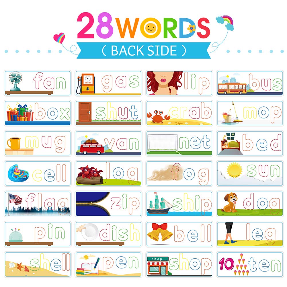 KMUYSL Learning Toys for 3 4 5 6 Years Old Boys and Girls - See & Spell CVC Word Builders with Alphabet Cards for Kids, Preschool Learning Activities