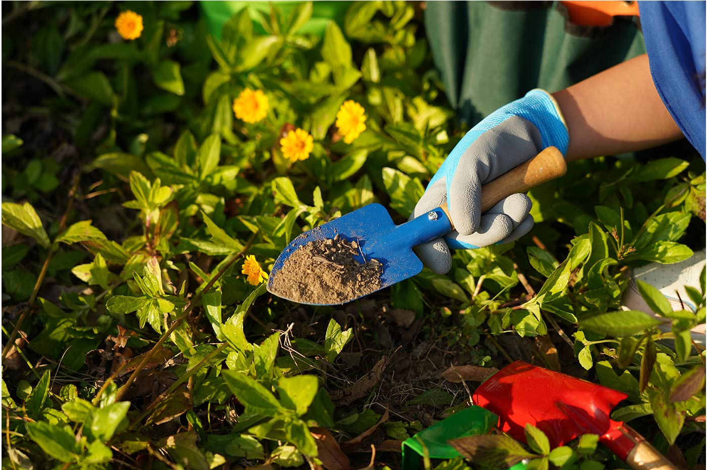 Kidz Gardening Set -Real Metal Gardening Tools Kit for Childrenz Includes Sturdy Shovel,Rake,Fork,Trowel,Kidz Garden Kit with Sun