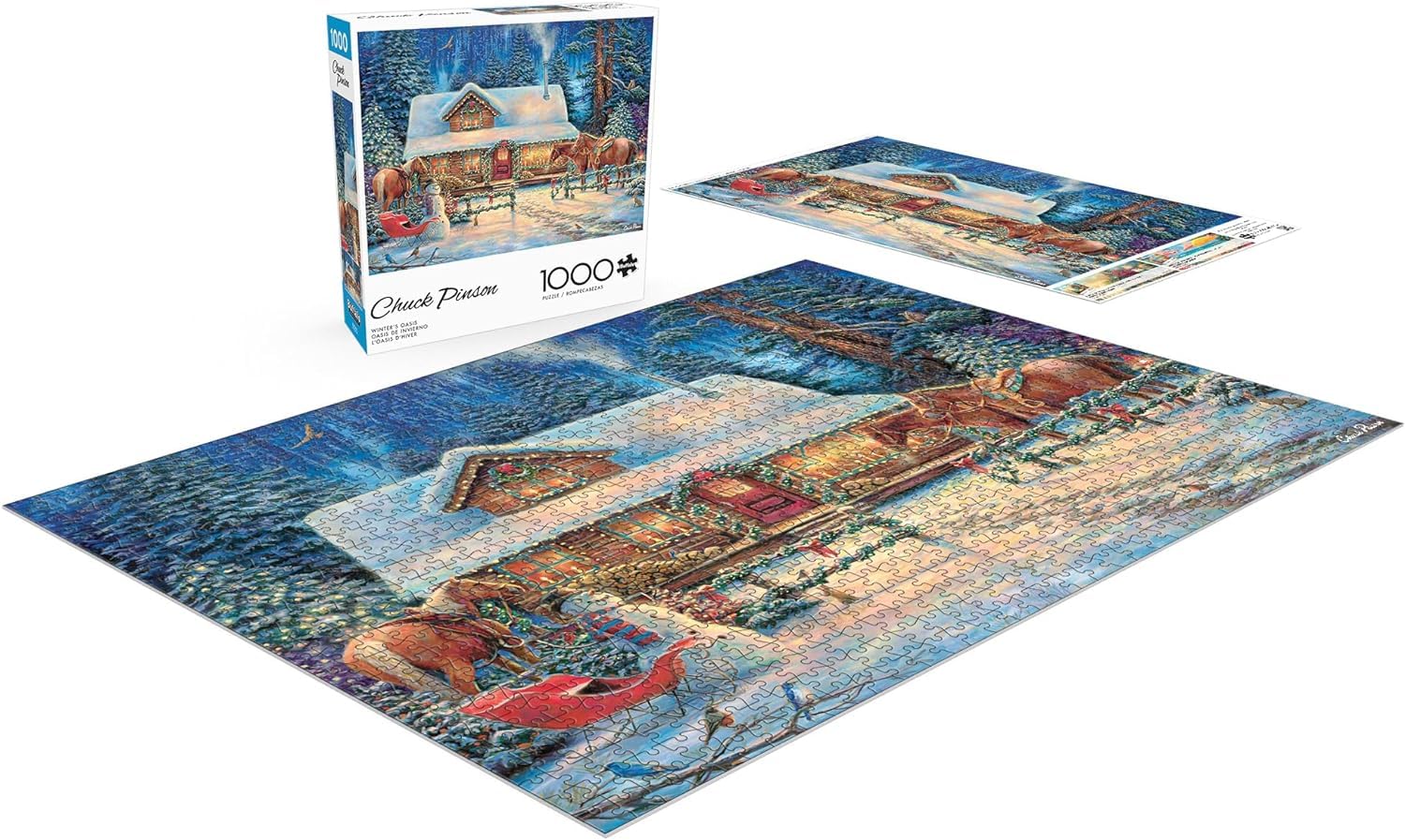 Buffalo Games - Chuck Pinson - Winter's Oasis - 1000 Piece Christmas Jigsaw Puzzle - Festive Puzzles for Adults - Precision-Cut Pieces, Festive