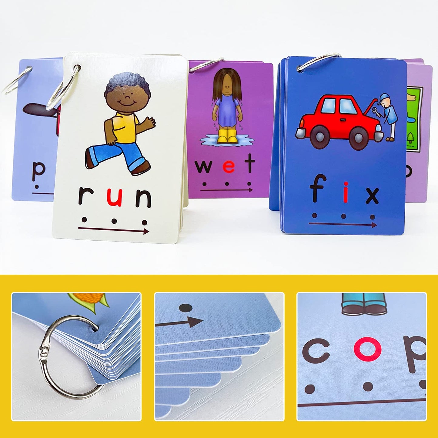 Richardy CVC Flashcards Short Vowel Word Cards CVC Beginning Phonics Word Builders Toddler Learning Toys 4.3 X 3 Inch 126 Cards…