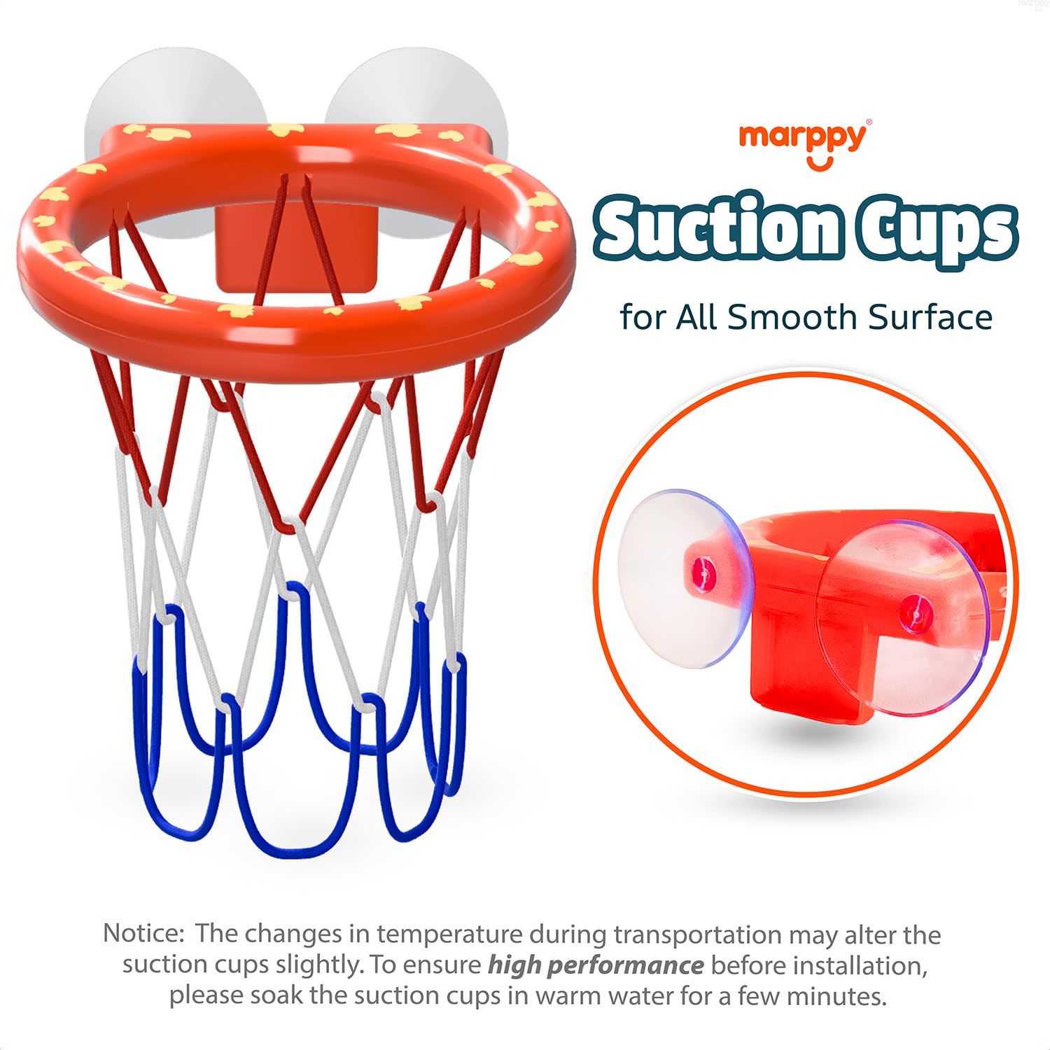 Bath Toys - Bathtub Basketball Hoop for Toddlers Kids with 4 Mold-Free Balls and Strong Suction Cups Basketball Hoop | Toddler Shower Toys and Fun