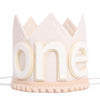 SYESQL Baby 1st Birthday Hat White - One Birthday Crown Hat, First White Hat, Cake Smash Party Hat for Boys/Girls (Baby One Crown)