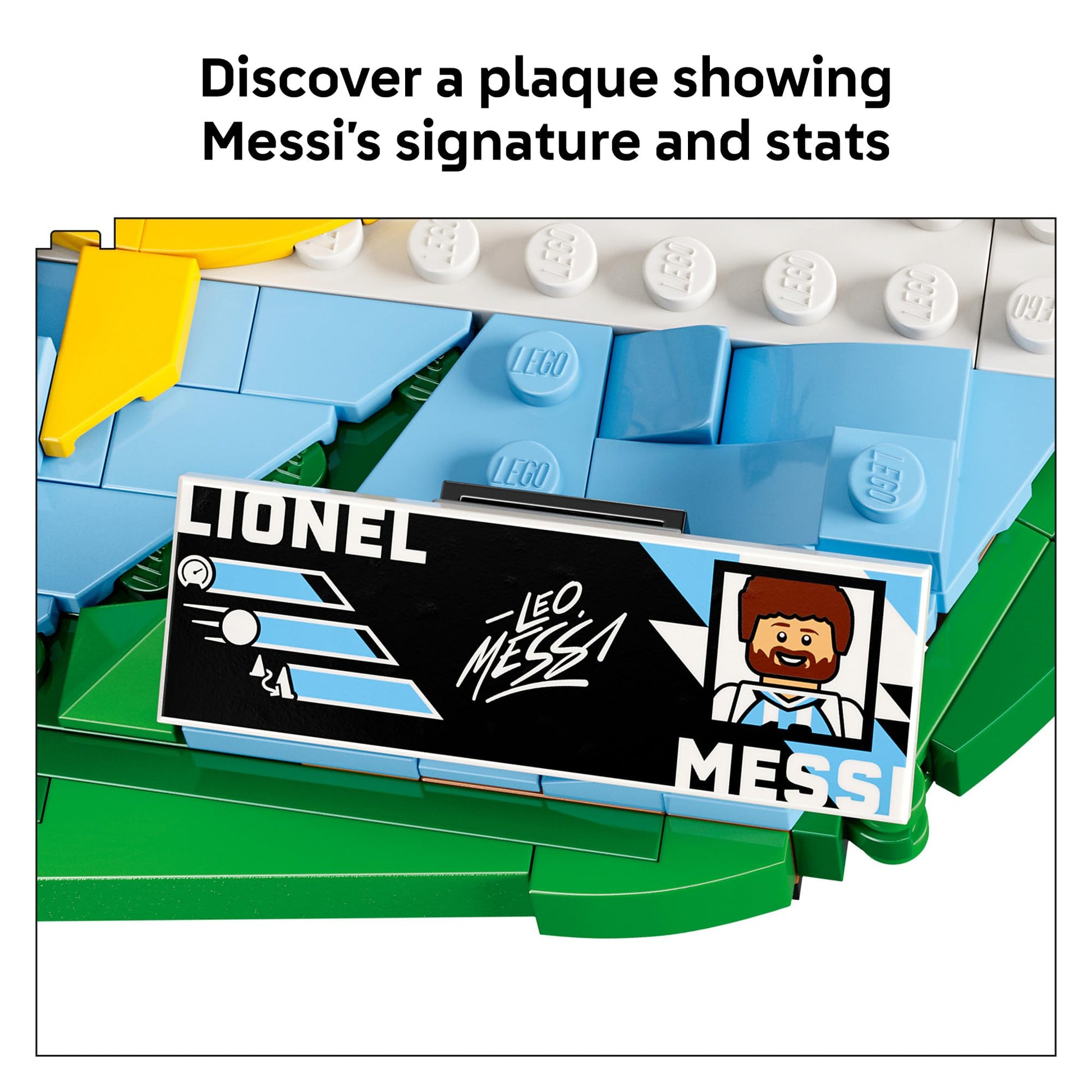 LEGO Editions Lionel Messi - Soccer Highlights - Building Set for Boys & Girls, Ages 10+ - Collectible Soccer Gift with Plaque - Kids Bedroom or Shelf