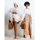 AQQeenmiu Fashion Doll Outfit Set for 11.5-12 Inch Dolls, Designer White Off-Shoulder Shirt with Tan Workwear Belted Skirt, 2 Piece Clothing Set (Tall