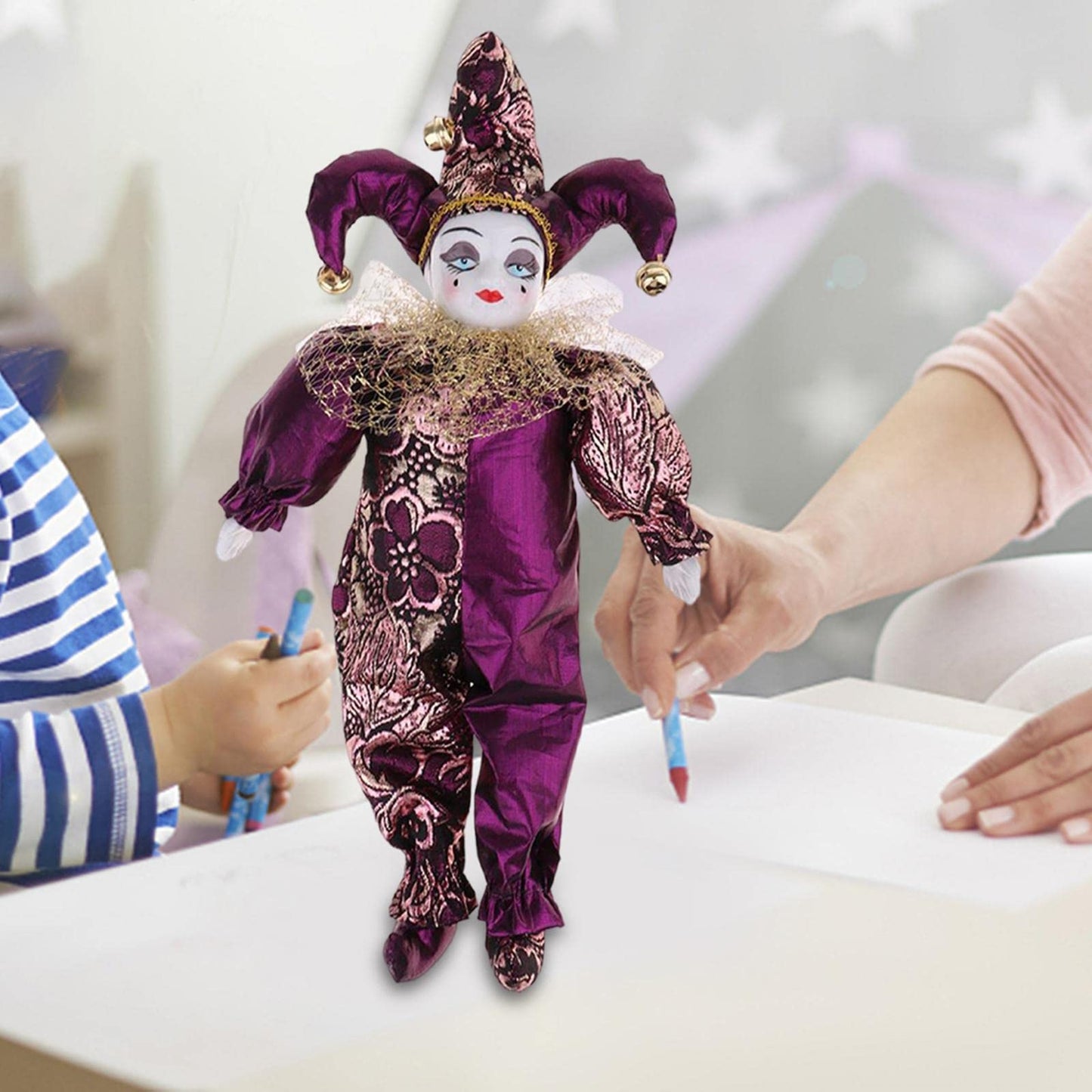 F Fityle 12-Inch Adorable Porcelain Triangle Doll - Blessing Eros Standing Figure in Clothes - Beautifully Crafted Clown for Kids and Adult