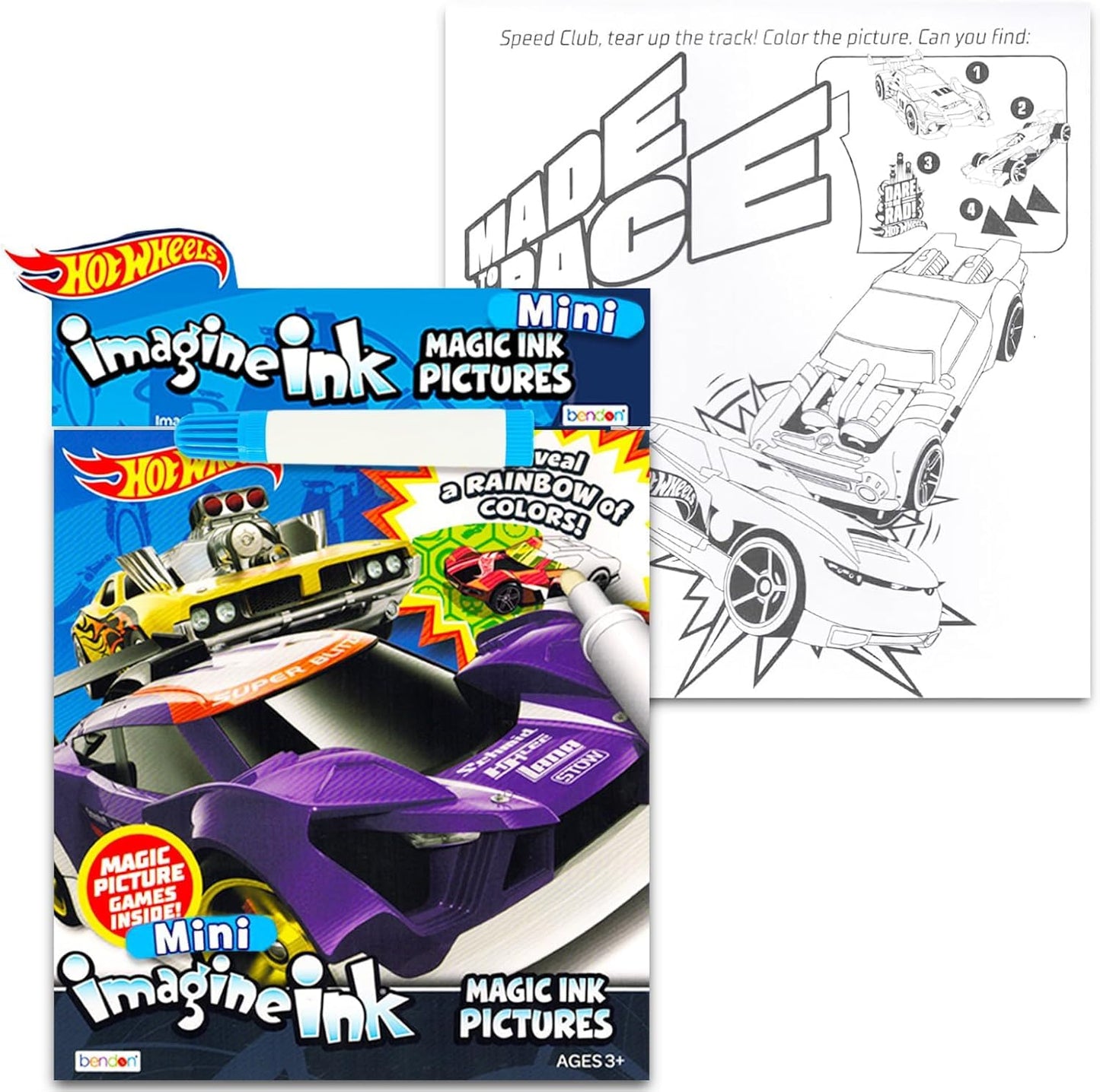 Hot Wheels Imagine Ink Coloring Super Set - Bundle with 3 Racecar Imagine Ink Mess-Free Coloring Books for Kids | Hot Wheels Party Favors
