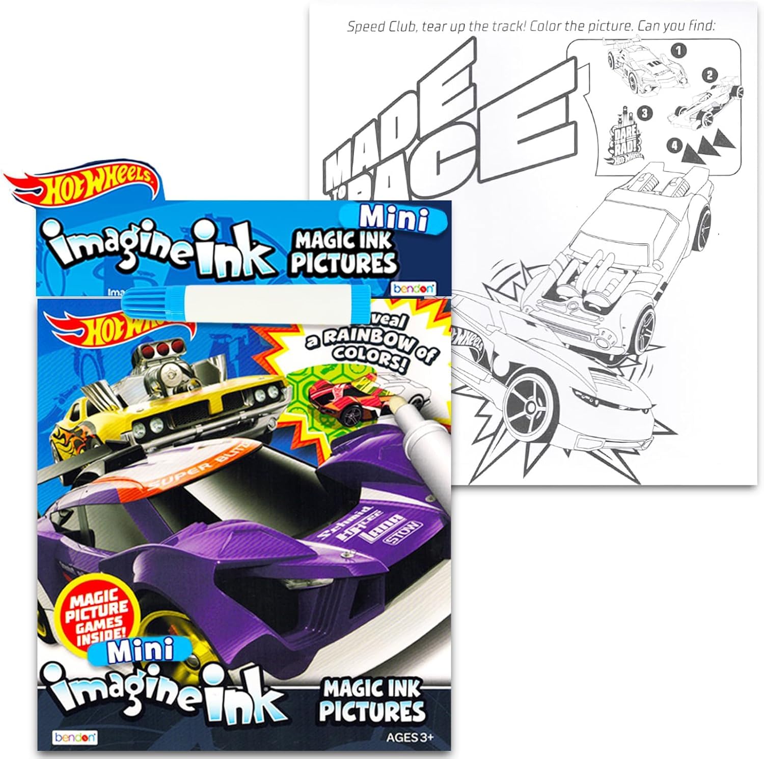 Hot Wheels Imagine Ink Coloring Super Set - Bundle with 3 Racecar Imagine Ink Mess-Free Coloring Books for Kids | Hot Wheels Party Favors