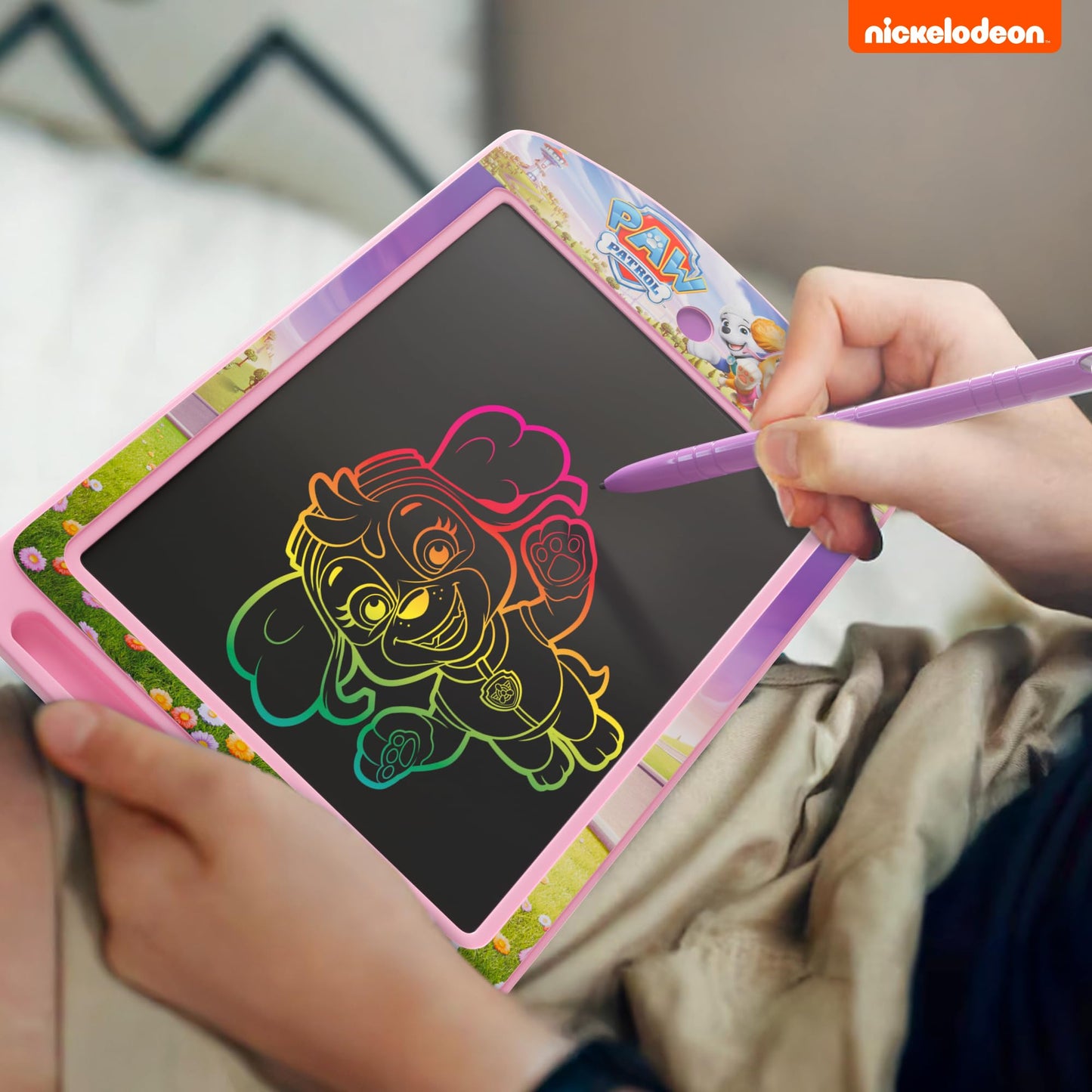 Lollipop - Paw Patrol Girls Rainbow Electronic Doodle Board +3 - Colorful LCD Writing Tablet for Kids with Stylus & Push Button - Magnetic Drawing