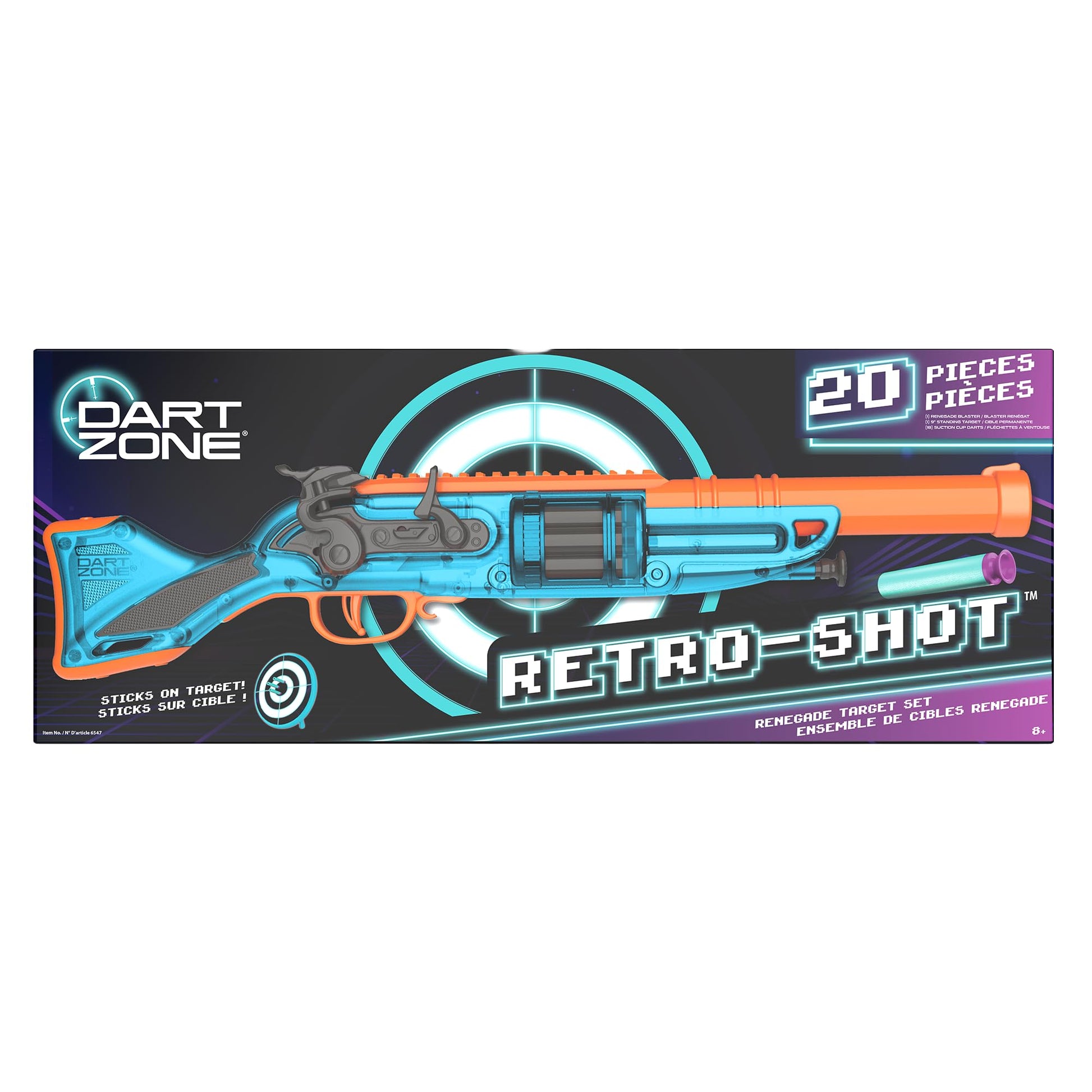 Dart Zone Retroshot Renegade Blaster with Target and 18 Suction Darts