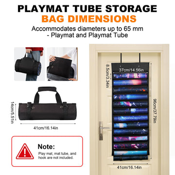 Playmat Holder, Playmat Tube Storage Bag for MTG, Fits 12+1 Card Game Playmats with Transparent Plastic Slots, Portable Organizer Rack for TCG/RPG Mat