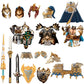iREOGAME Medieval Weapon Armor Swords Castle Knight Shield Spear, 23Pcs Medieval Knight Shield Building Blocks Set,MOC Bricks Parts Sets for Boys
