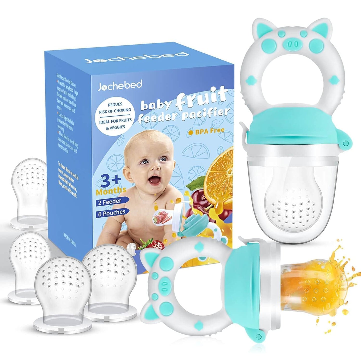 Baby Fruit Food Feeder Pacifier - Fresh Teething Pacifiers, Infant Fruit Teething Teether Toy for 3-24 Months, 6 Pcs Silicone Pouches for Toddlers