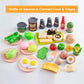 150Pcs Kitchen Playset, Toddlers Pretend Cooking Cookware Accessories, Food, Picnic Blanket, Fruits, Veges, 2Pack Shopping Storage Basket, Dessert