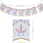 Kocici Unicorn Birthday Decorations, Rainbow Unicorn Party Supplies with Banner and Hanging Swirls for Girls Birthday Party