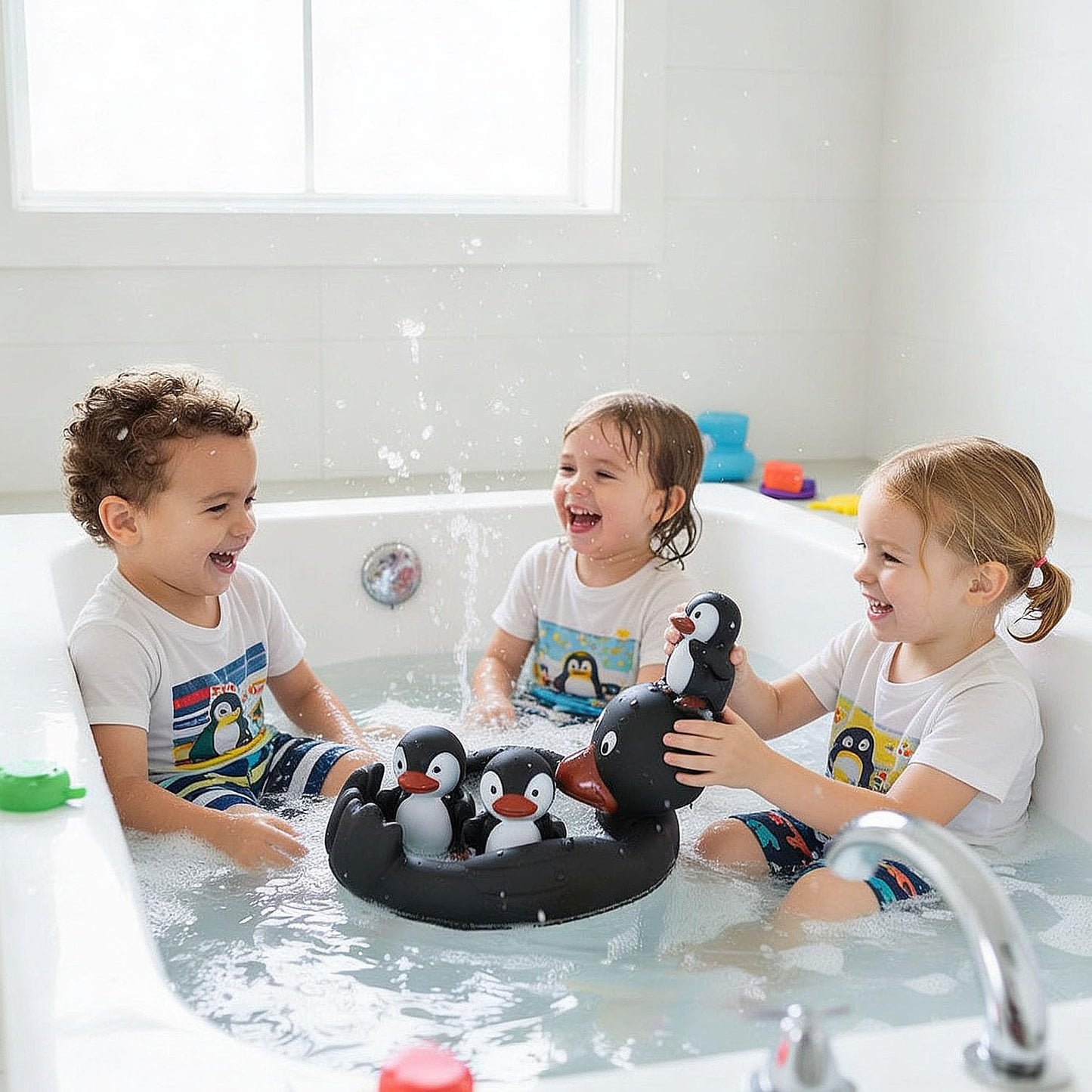 Rhode Island Novelty 4Pc Penguin Bath Play Set