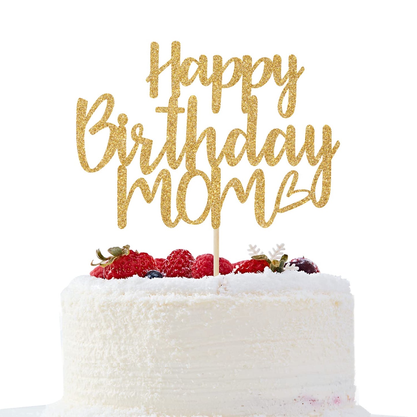 Gold Glitter Happy Birthday Mom Cake Topper - Best Mom Ever, Happy Mothers Day Decorations