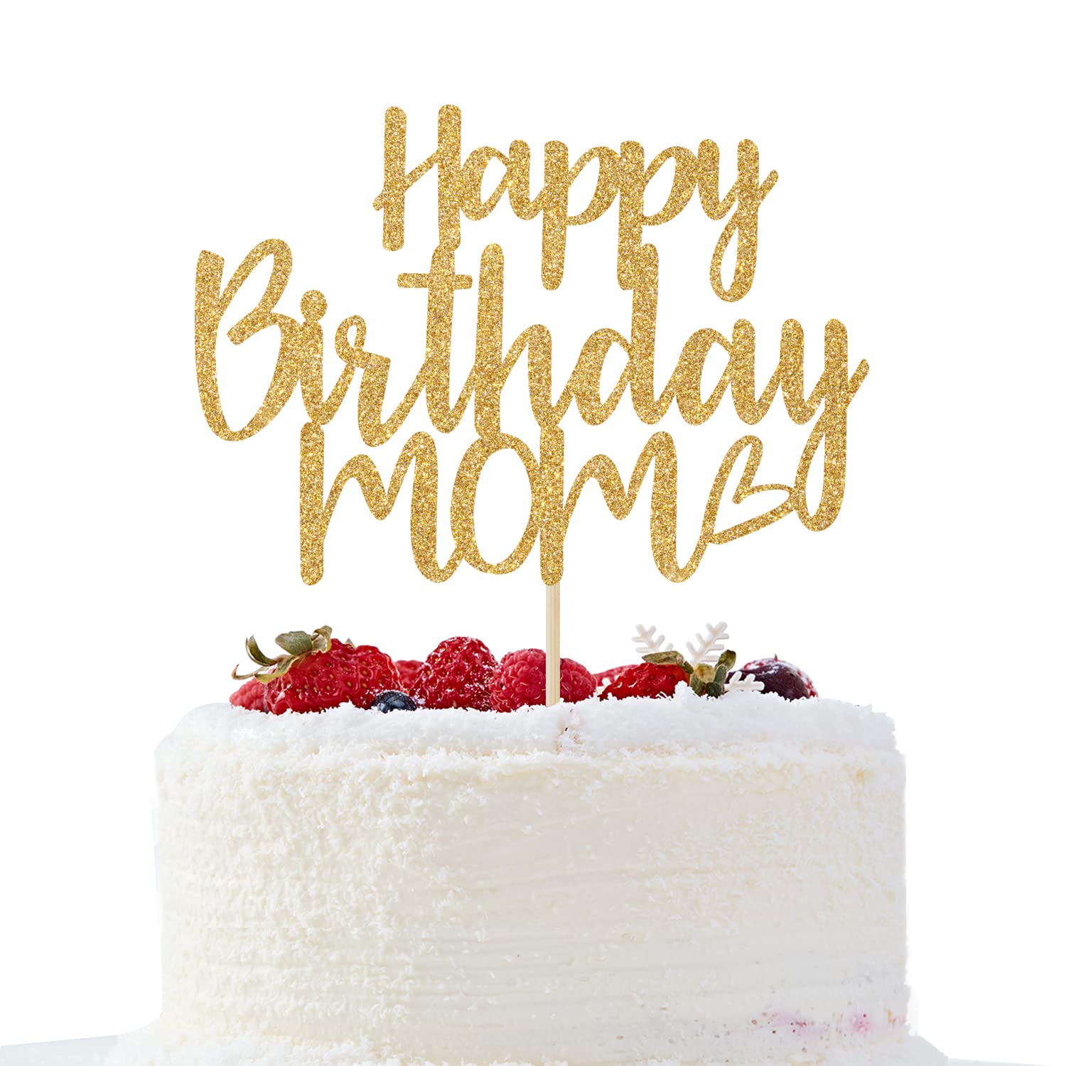 Gold Glitter Happy Birthday Mom Cake Topper - Best Mom Ever, Happy Mothers Day Decorations