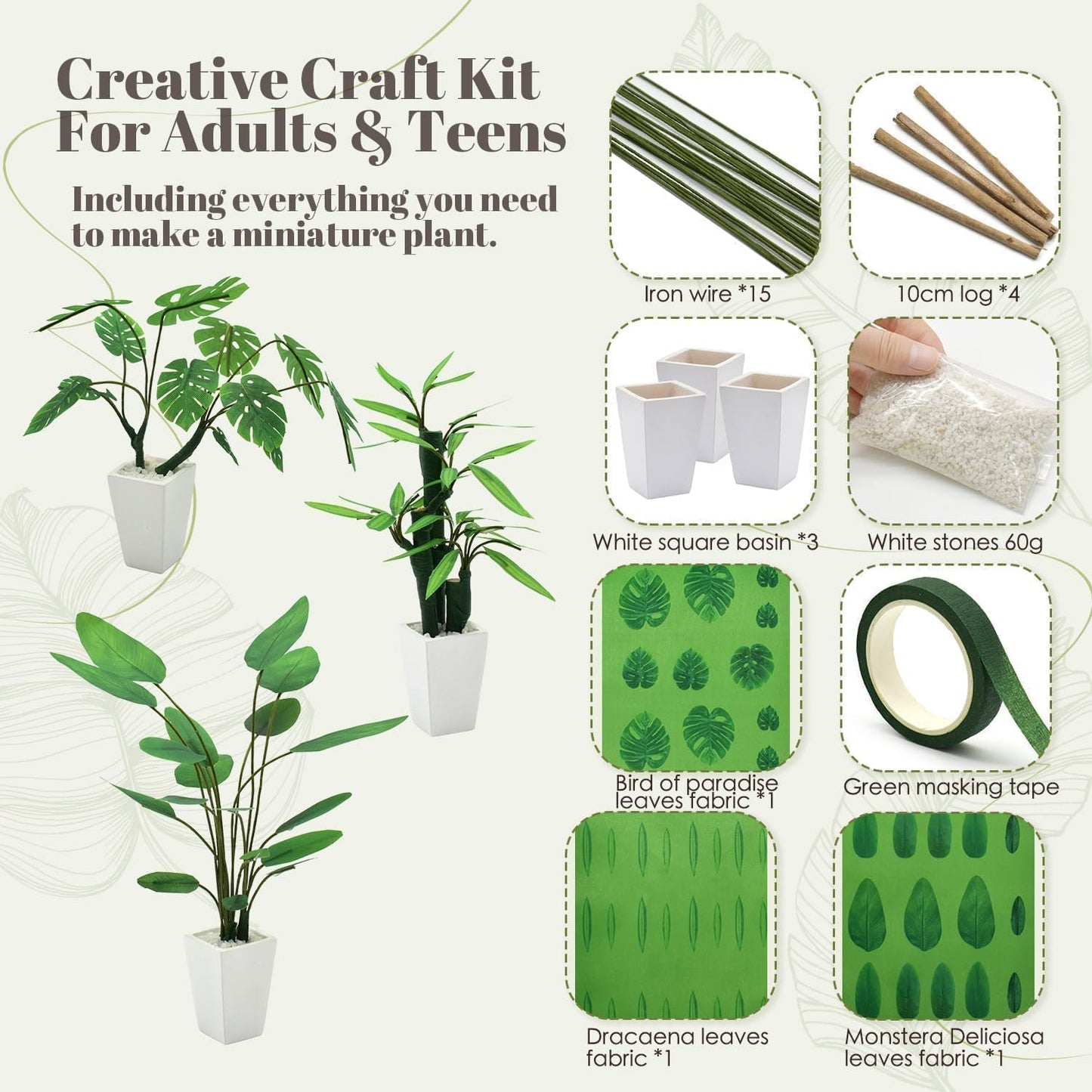 iLAND Crafts for Teens Girls Adult Women DIY Miniature Plants Craft Kits for Beginners Crafting Kits for Teens 14-16 Girls Mini Décor 1/12 Scale