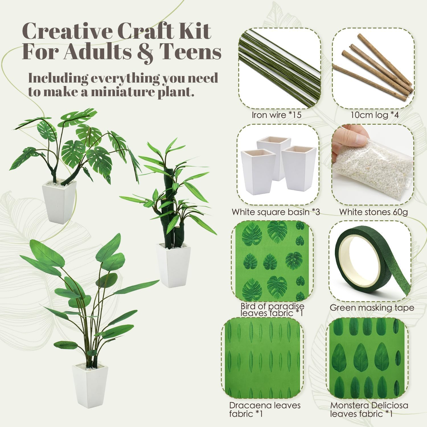 iLAND Crafts for Teens Girls Adult Women DIY Miniature Plants Craft Kits for Beginners Crafting Kits for Teens 14-16 Girls Mini Décor 1/12 Scale