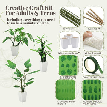 iLAND Crafts for Teens Girls Adult Women DIY Miniature Plants Craft Kits for Beginners Crafting Kits for Teens 14-16 Girls Mini Décor 1/12 Scale