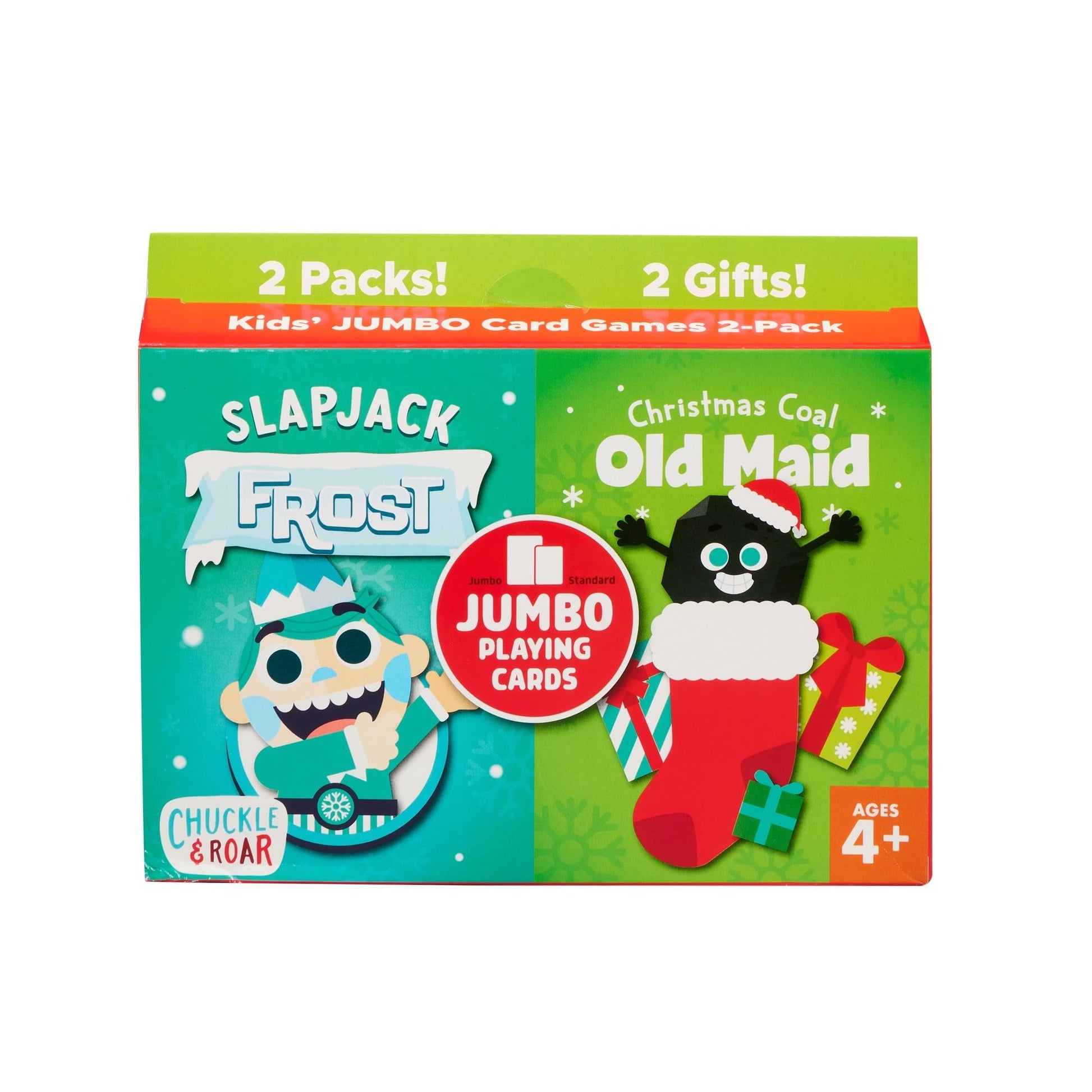 Chuckle & Roar Holiday Jumbo Playing Cards - Slap Jack Frost and Christmas Coal Old Maid