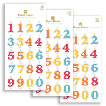 Paper House Productions Number Candles Puffy Sticker Multipack (Pack of 3)