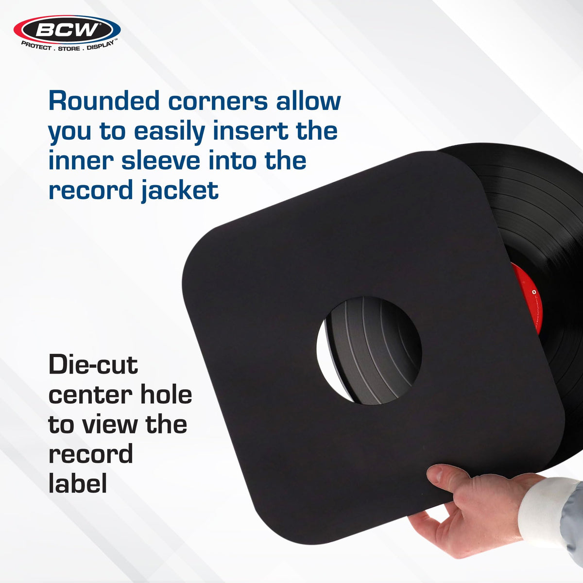 BCW 12 Inch Vinyl Record Paper Inner Sleeves - Round Corners - Black | Pack of 50 | Protective LP Album Sleeves for Vinyl Storage and Preservation |