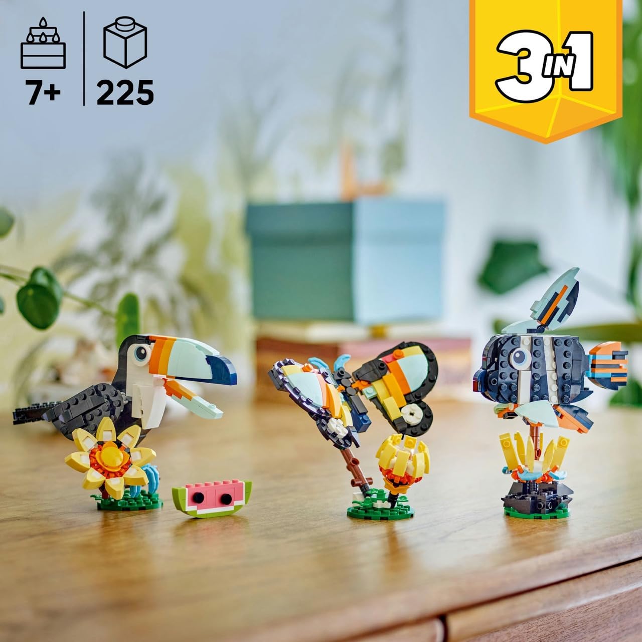 LEGO Creator 3 in 1 Wild Animals: Tropical Toucan Building Toy for Kids- Jungle Building Blocks & Learning Toy for Girls & Boys, Ages 7+ - Build 3