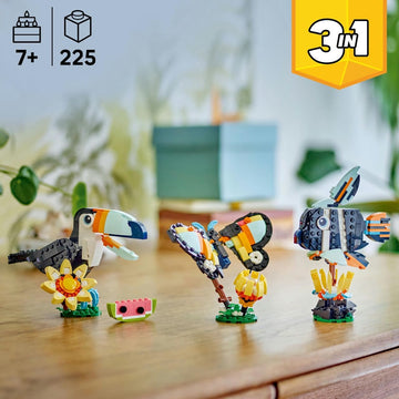 LEGO Creator 3 in 1 Wild Animals: Tropical Toucan Building Toy for Kids- Jungle Building Blocks & Learning Toy for Girls & Boys, Ages 7+ - Build 3