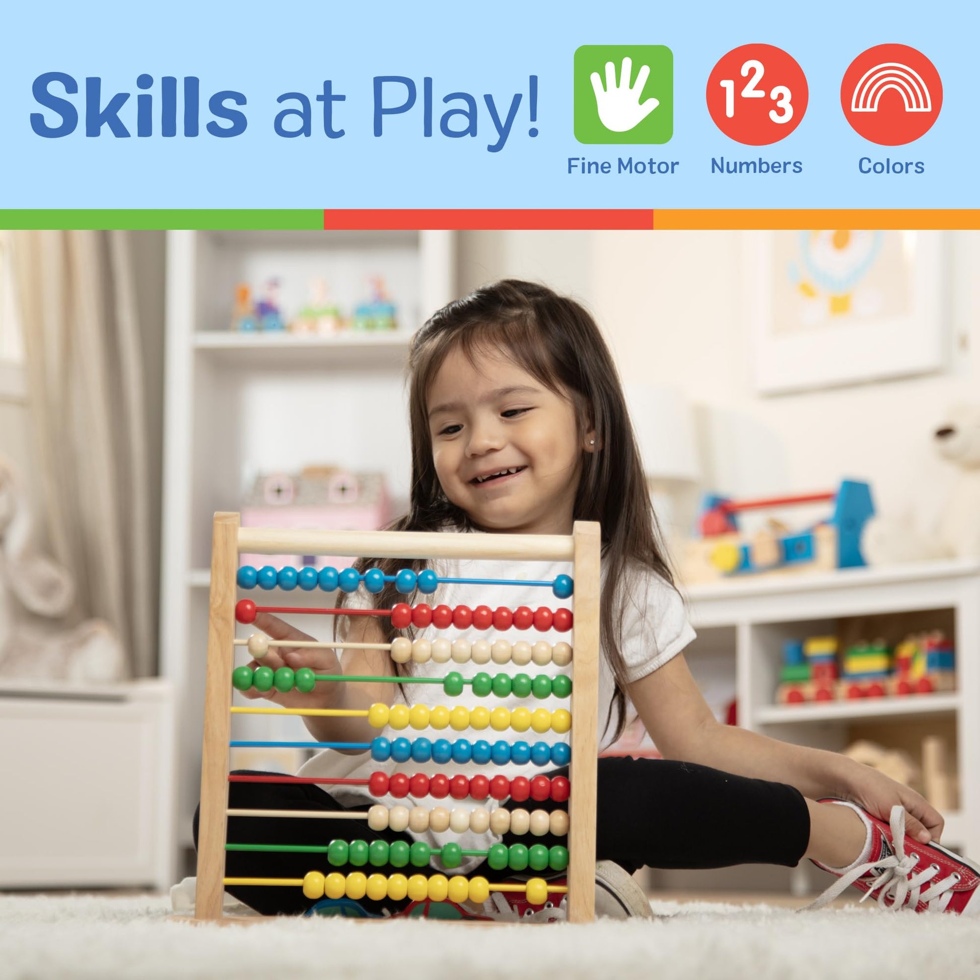 Melissa & Doug Abacus Classic Wooden Toy with 100 Beads - Preschool Learning Activities and Math Games for Kids, Homeschool Essentials for Ages 3+