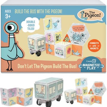 CreateOn Mo Willems - Don't Let the Pigeon Drive the Bus Magnetic Tiles, Magnetic Toy, Travel Toys, Classroom Sensory Toy Blocks, STEM & Montessori
