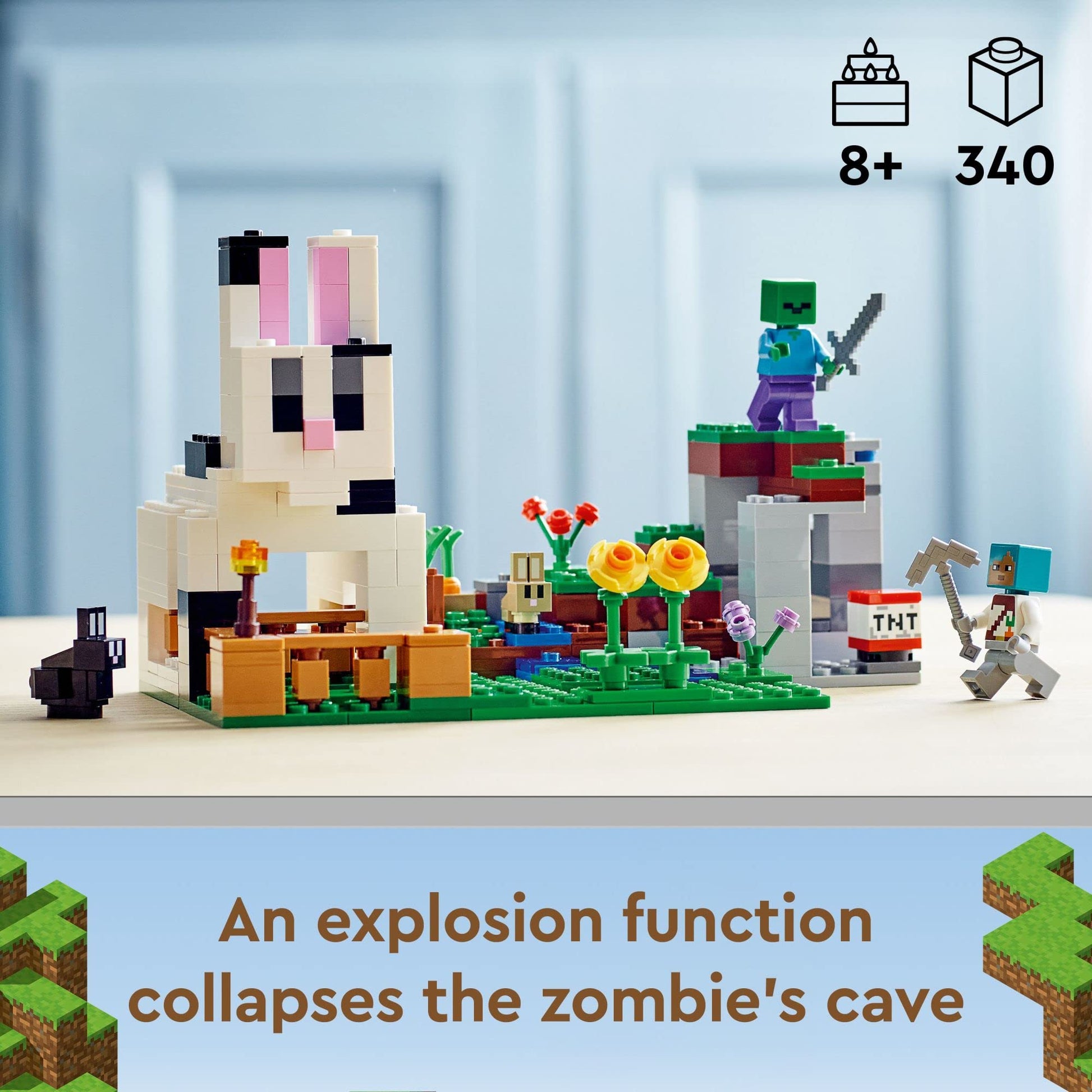 Lego 21181 Minecraft The Ranch Rabbit, Building Set, Toy for Children from 8 Years with Figures Trainer, Zombie, Animals