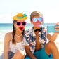 OURUOLA Summer-Hawaiian Luau Beach Party-Decorations Photo Booth - 25pcs DIY Props,Tropical Aloha Flamingo Glasses Photography Decor, Kid Adult Beach