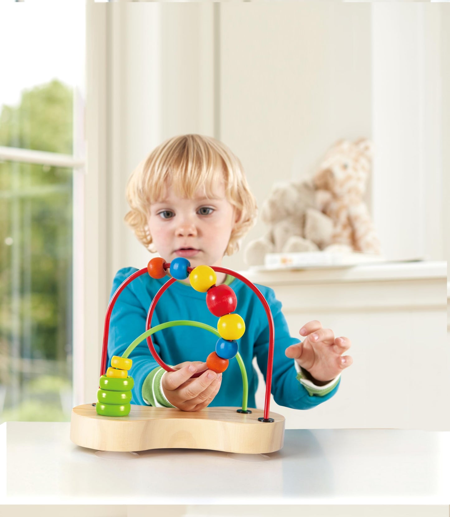 Hape Double Bubble Wooden Bead Maze | Award Winning Educational Wire Roller Coaster Sorting Puzzle Early Development Toy for Babies and Toddlers