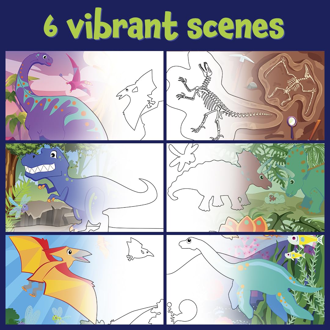 READY 2 LEARN Water Art Activity Book | Dinosaurs | 6 Scenes | Mess-Free | Reusable Water Coloring Book | Learn Fun Dino Facts | Toddler Travel