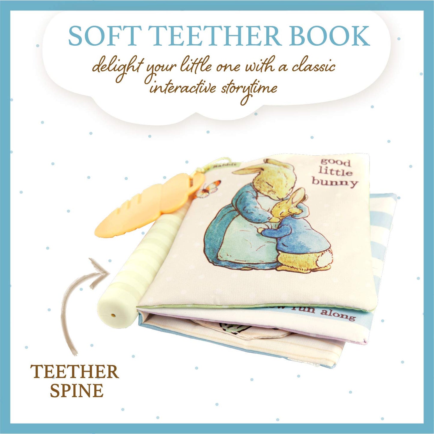 Beatrix Potter Peter Rabbit Soft Teether Book with Sensory Spine and Carrot Toy
